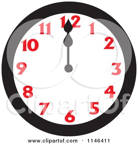 Cartoon of a Wall Clock Showing 12 - Royalty Free Vector Clipart by Johnny Sajem