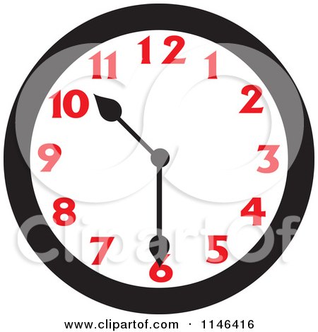 Cartoon of a Wall Clock Showing 10 30 - Royalty Free Vector Clipart by Johnny Sajem