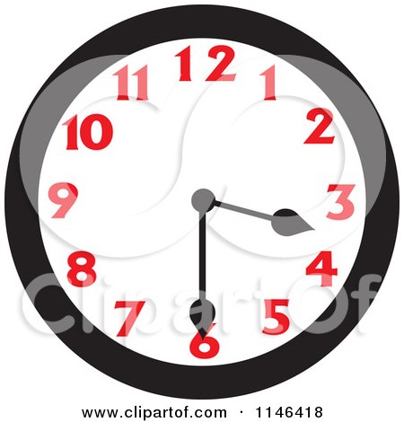 Cartoon of a Wall Clock Showing 3 30 - Royalty Free Vector Clipart by Johnny Sajem