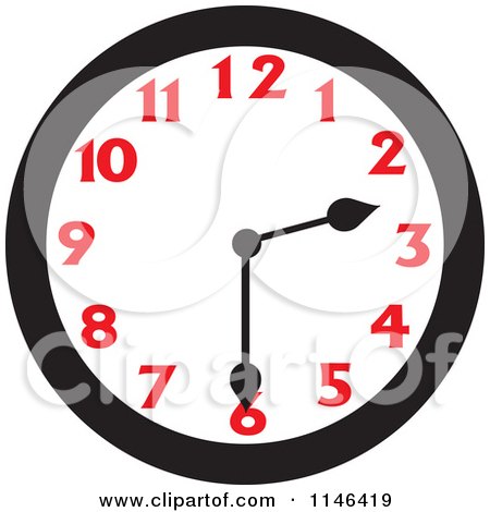 Cartoon of a Wall Clock Showing 2 30 - Royalty Free Vector Clipart by Johnny Sajem