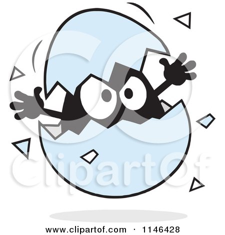Cartoon of a Surprise Hatching from a Cracked Egg - Royalty Free Vector Clipart by Johnny Sajem