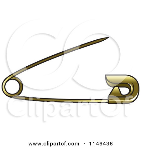 Clipart of a Gold Safety Pin - Royalty Free Vector Illustration by Lal Perera