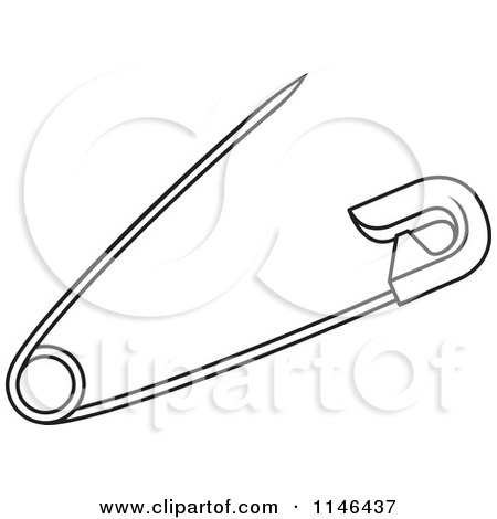 Clipart of a Black and White Safety Pin - Royalty Free Vector Illustration by Lal Perera