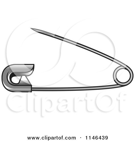 Clipart of a Silver Safety Pin - Royalty Free Vector Illustration by Lal Perera