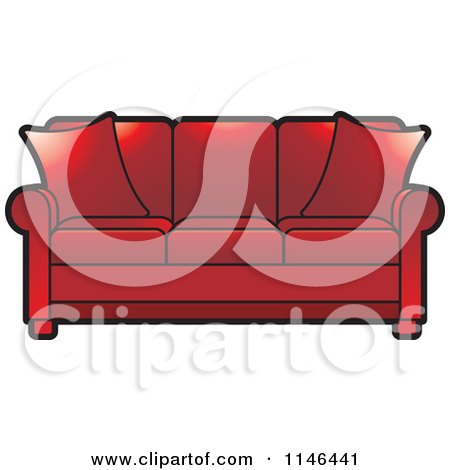 Clipart of a Red Sofa - Royalty Free Vector Illustration by Lal Perera