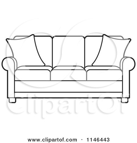 Clipart of a Black and White Sofa - Royalty Free Vector Illustration by Lal Perera