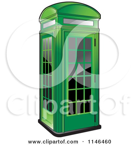 Clipart of a Green Telephone Booth - Royalty Free Vector Illustration by Lal Perera