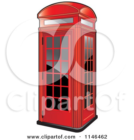 Clipart of a Red Telephone Booth - Royalty Free Vector Illustration by Lal Perera