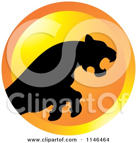 Clipart of a Leaping Puma or Tiger Icon 2 - Royalty Free Vector Illustration by Lal Perera