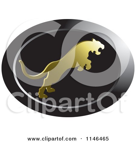 Clipart of a Leaping Puma or Tiger Icon 3 - Royalty Free Vector Illustration by Lal Perera