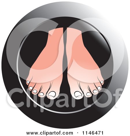 Clipart of a Pair of Feet on a Black Icon Circle - Royalty Free Vector Illustration by Lal Perera