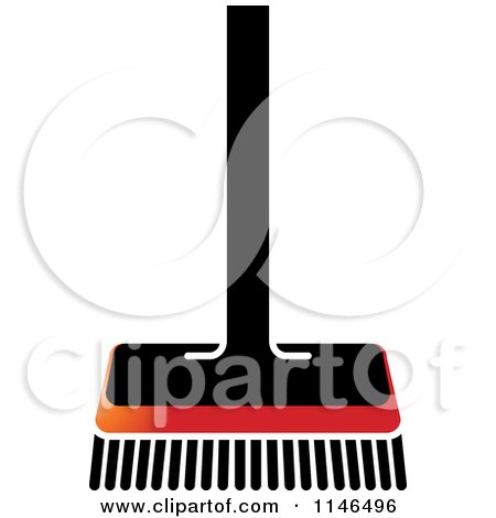 Clipart of a Black and Red Push Broom - Royalty Free Vector Illustration by Lal Perera