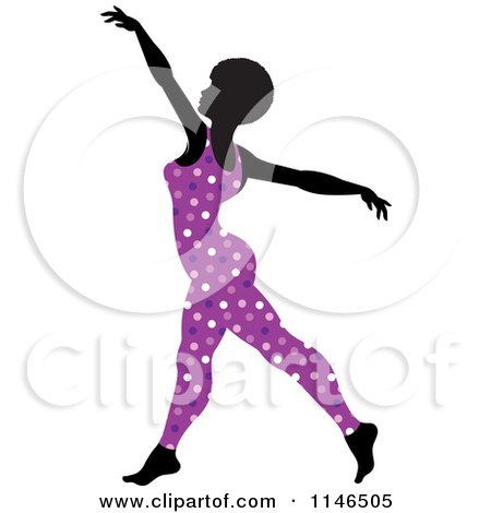 Clipart of a Silhouetted Gymnast Woman Dancing in a Purple Leotard - Royalty Free Vector Illustration by Lal Perera