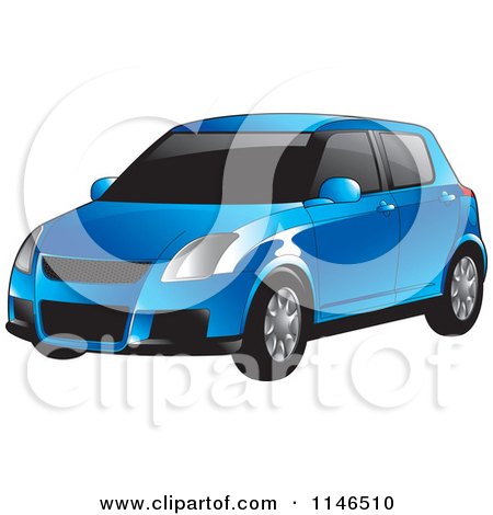 Clipart of a Blue Car - Royalty Free Vector Illustration by Lal Perera