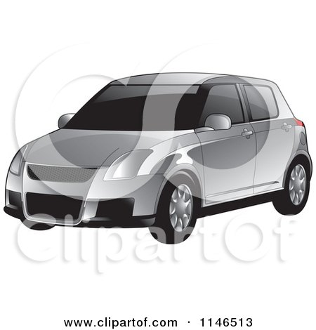Clipart of a Silver Car - Royalty Free Vector Illustration by Lal Perera