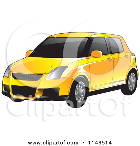 Clipart of a Yellow Car - Royalty Free Vector Illustration by Lal Perera