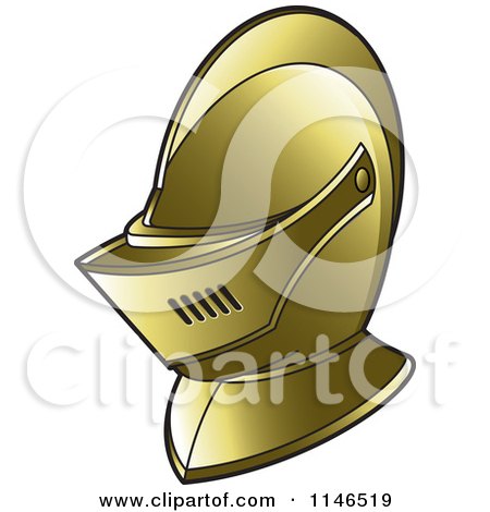 Clipart of a Golden Armour Knights Helmet - Royalty Free Vector Illustration by Lal Perera