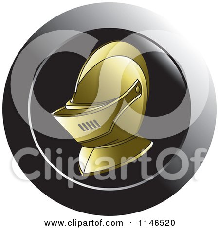 Clipart of a Golden Armour Knights Helmet Icon - Royalty Free Vector Illustration by Lal Perera