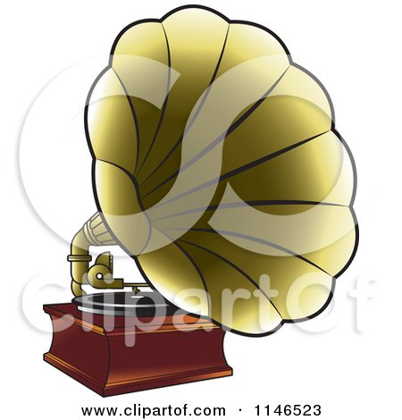 Clipart of a Golden Gramophone - Royalty Free Vector Illustration by Lal Perera