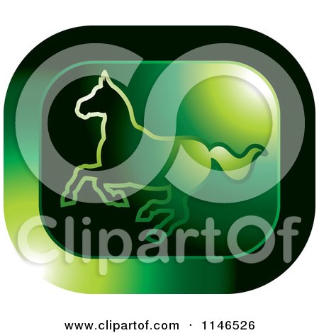 Clipart of a Green Running Horse Icon - Royalty Free Vector Illustration by Lal Perera