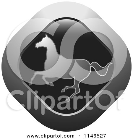 Clipart of a Silver Horse Icon - Royalty Free Vector Illustration by Lal Perera