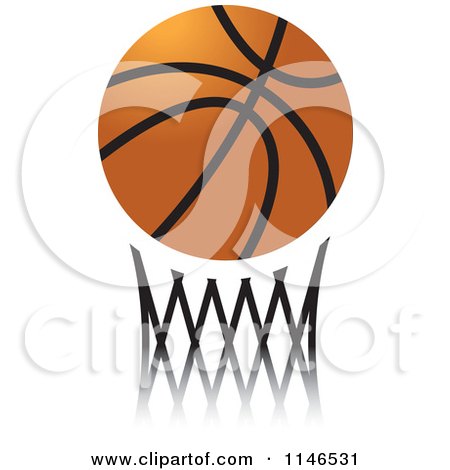 Clipart of a Basketball over Netting - Royalty Free Vector Illustration by Lal Perera