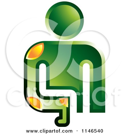 Clipart of a Green Person Icon - Royalty Free Vector Illustration by Lal Perera