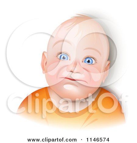 Cartoon of a Blue Eyed Caucasian Baby Smiling - Royalty Free Vector Clipart by Oligo