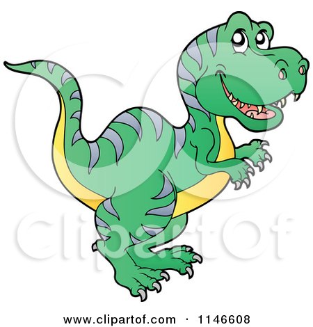Cartoon of a Green T Rex Dinosaur - Royalty Free Vector Clipart by visekart