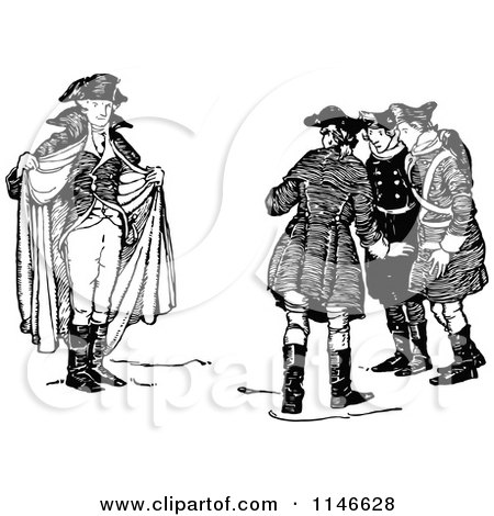 Clipart of Retro Vintage Black and White Navy Men - Royalty Free Vector Illustration by Prawny Vintage