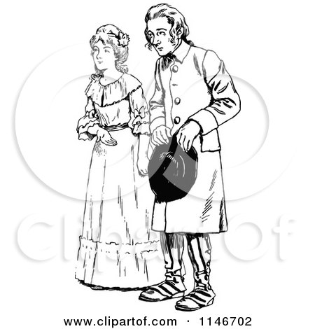 Clipart of a Retro Vintage Black and White Couple - Royalty Free Vector Illustration by Prawny Vintage