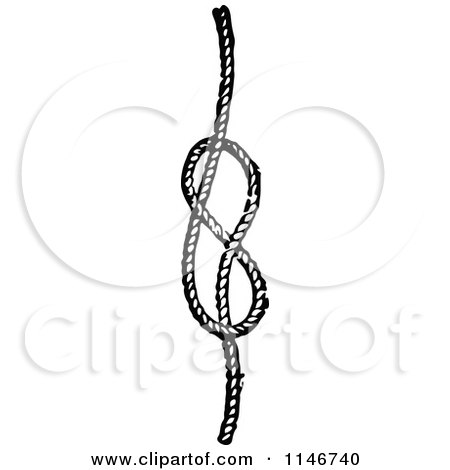 Clipart of a Retro Vintage Black and White Figure Eight Knot - Royalty Free Vector Illustration by Prawny Vintage