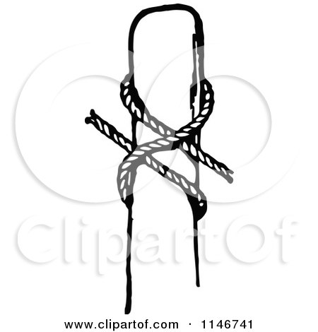 Clipart of a Retro Vintage Black and White Clove Hitch Knot - Royalty Free Vector Illustration by Prawny Vintage