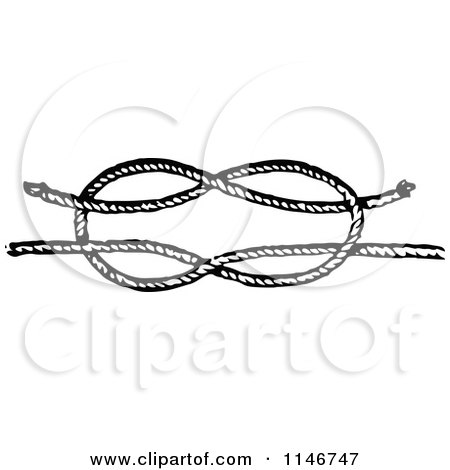 Clipart of a Retro Vintage Black and White Reef Knot - Royalty Free Vector Illustration by Prawny Vintage