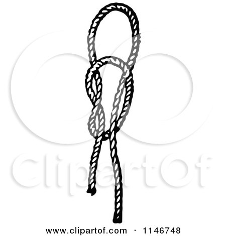 Clipart of a Retro Vintage Black and White Running Knot - Royalty Free Vector Illustration by Prawny Vintage