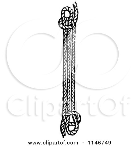 Clipart of a Retro Vintage Black and White Sheepshank Knot - Royalty Free Vector Illustration by Prawny Vintage