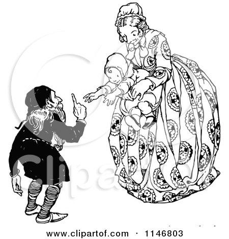 Clipart of a Retro Vintage Black and White Mother Handing Her Baby to a Man - Royalty Free Vector Illustration by Prawny Vintage