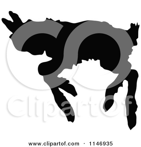 Clipart of a Retro Vintage Silhouetted Running Lamb - Royalty Free Vector Illustration by Prawny Vintage