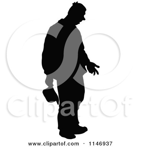 Clipart of a Retro Vintage Silhouetted Man 1 - Royalty Free Vector Illustration by Prawny Vintage