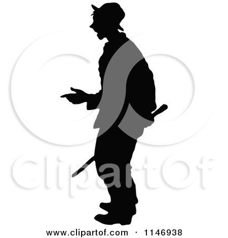 Clipart of a Retro Vintage Silhouetted Man 2 - Royalty Free Vector Illustration by Prawny Vintage
