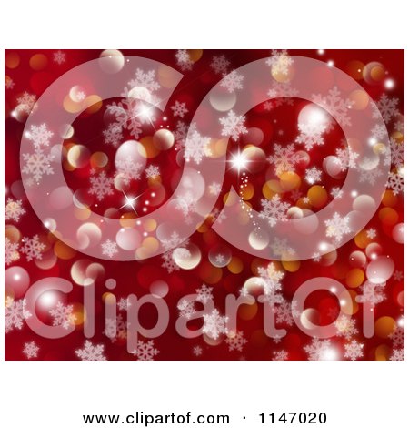 Clipart of a Red Snowflake and Christmas Bokeh Light Background - Royalty Free CGI Illustration by KJ Pargeter