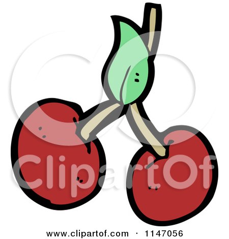 Cartoon of Red Cherries - Royalty Free Vector Clipart by lineartestpilot