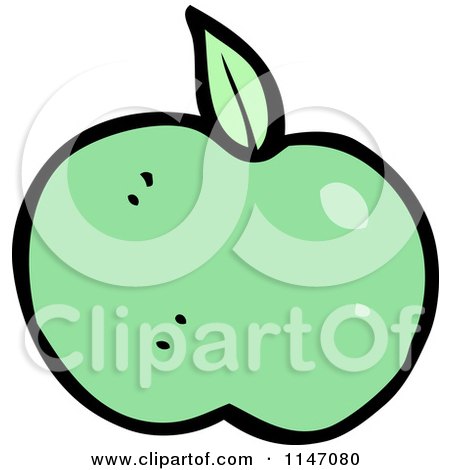 Cartoon of a Green Apple - Royalty Free Vector Clipart by lineartestpilot