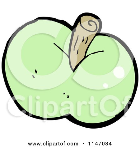 Cartoon of a Green Apple - Royalty Free Vector Clipart by lineartestpilot