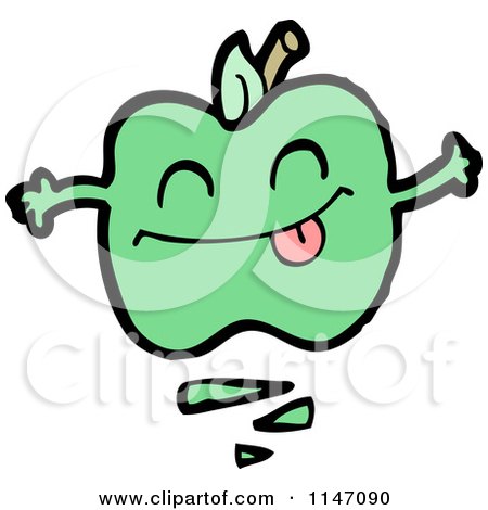 Cartoon of a Green Apple Mascot - Royalty Free Vector Clipart by lineartestpilot