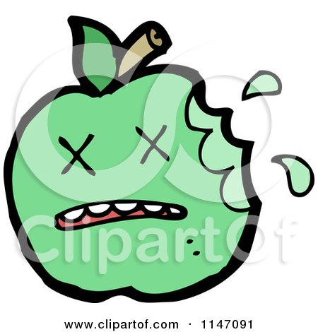 Cartoon of a Dead Green Apple Mascot - Royalty Free Vector Clipart by lineartestpilot