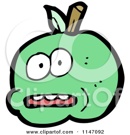 Cartoon of a Green Apple Mascot - Royalty Free Vector Clipart by lineartestpilot