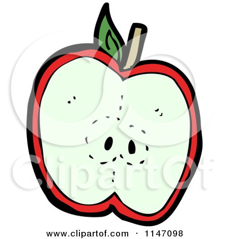Cartoon of a Halved Red Apple - Royalty Free Vector Clipart by lineartestpilot