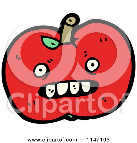 Cartoon of a Red Apple Mascot - Royalty Free Vector Clipart by lineartestpilot