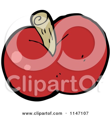 Cartoon of a Red Apple - Royalty Free Vector Clipart by lineartestpilot